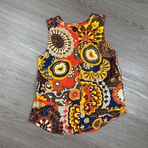 J.Crew 100% Silk Psychedelic Mod Floral Sleeveless Top